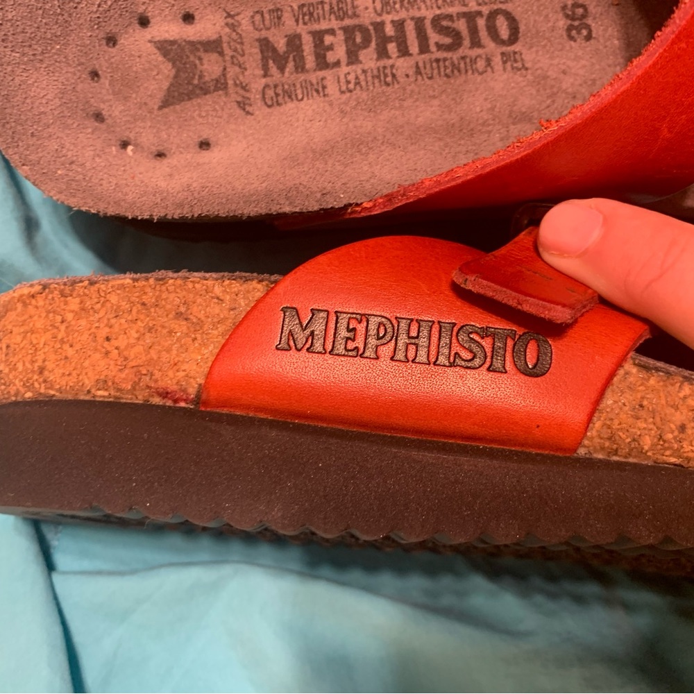 Red leather sandals Mephisto shoes
